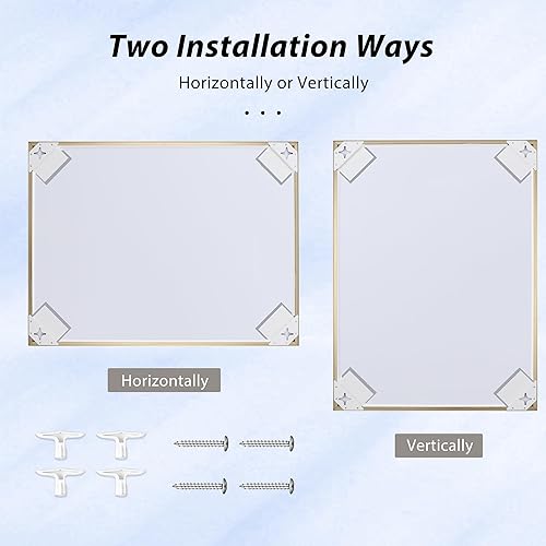 Miniatura 26 de Espejo de baño dorado naranja de 30 x 30 pulgadas para pared, espejo rectangular rectangular con marco de aluminio, moderno grande para dormitorio