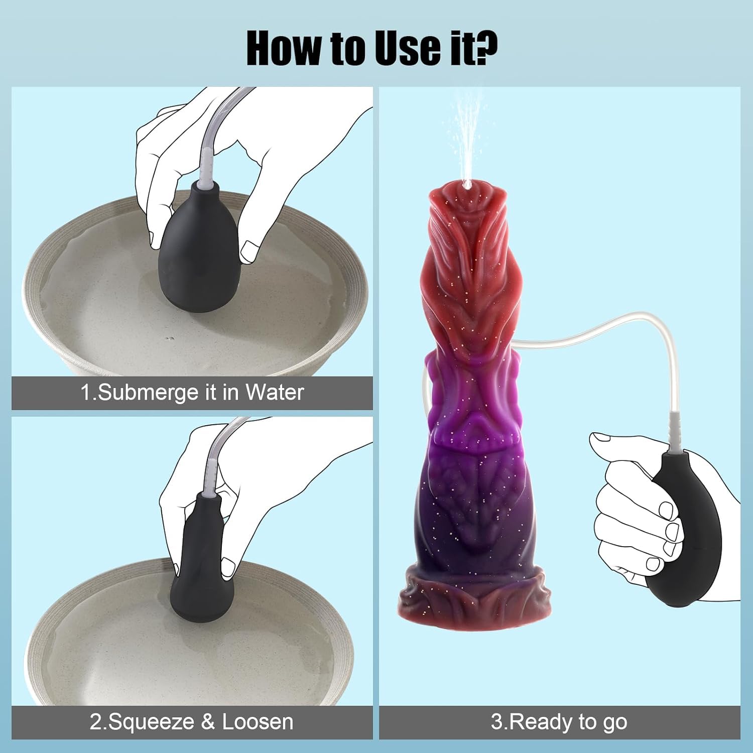 Seckoe Realistischer Silikon Monster Spritz Dildo mit Sperma Spritzfunktion Fantasy Dildo Wassersprühfunktion Analdildo G-Punkt Stimulation Butt Plug Analspielzeug Sex Spielzeug für Männer Frauen