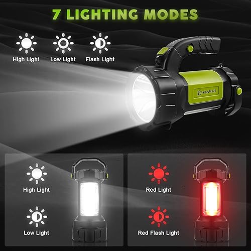 Miniatura 5 de AlpsWolf Linterna de campamento recargable, paquete de 2 linternas LED con 800 lm, 3600 mAh, luz de campamento brillante portátil para huracanes de