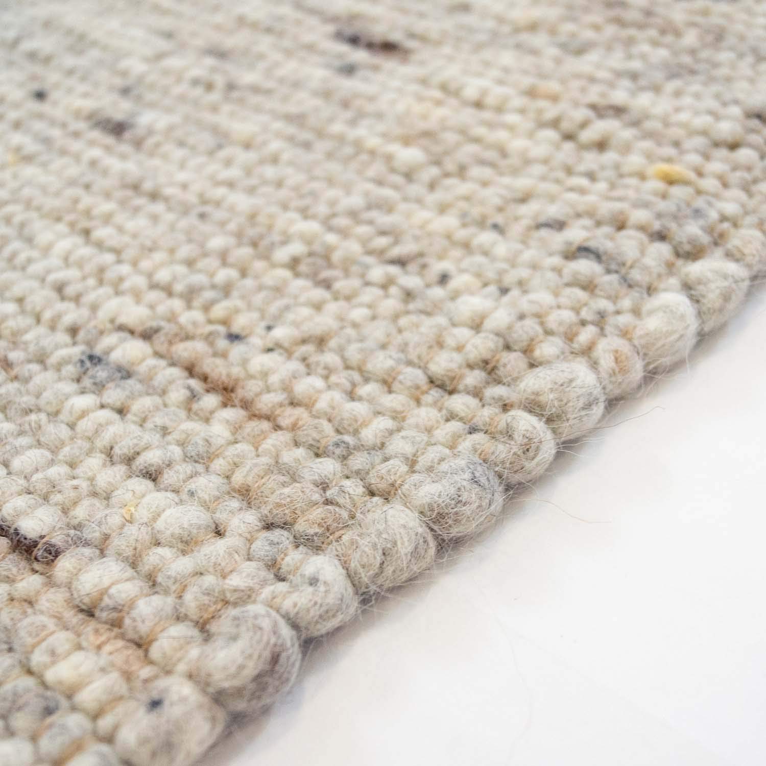 TacaHome Wollteppich Handweb Teppich Gewalkt I Reine Schur-Wolle im Skandinavischen Design I Wohnzimmer Schlafzimmer Esszimmer Kinderzimer Büro | 90 x 160 cm Natur Grau Meliert