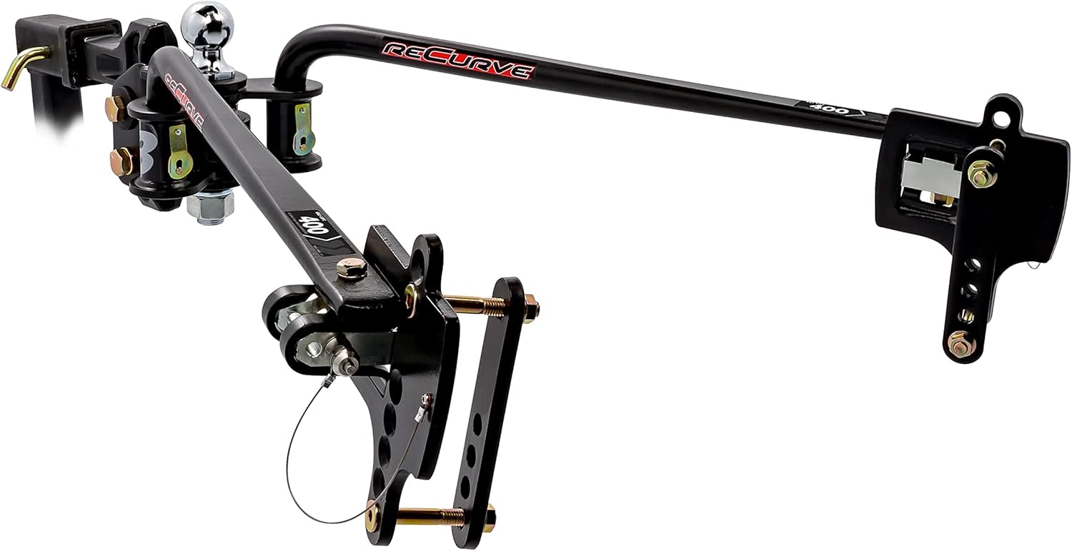 Camco Eaz-Lift ReCurve R3 400lb Camper/RV Weight Distribution Hitch - Features Adjustable Sway Control & Includes 2" Hitch Ball w/6,000lb Max Rating - 600lb Max Tongue Weight Rating (48770)