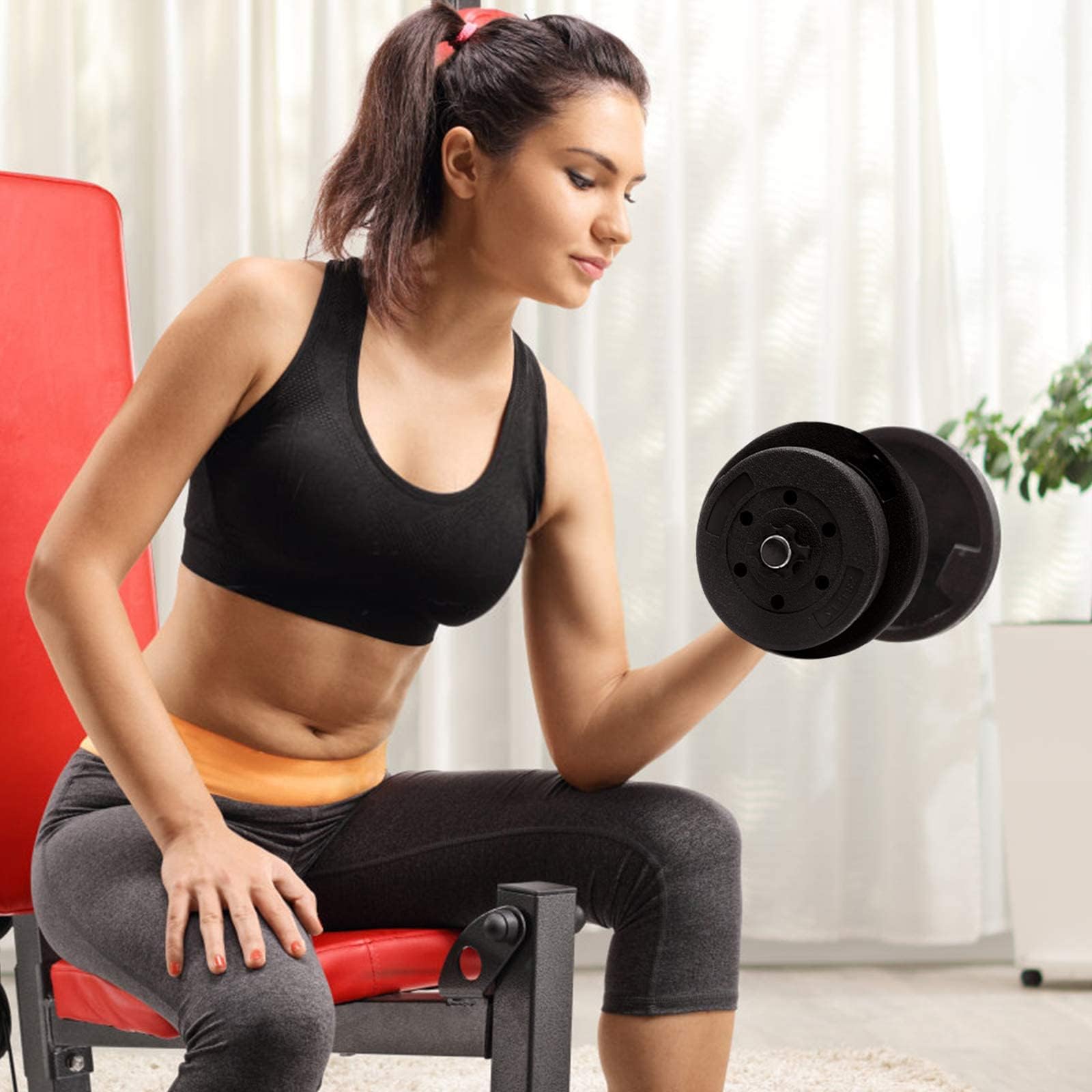 Goplus Juego de Mancuernas Ajustables de 30 kg, Juego de Pesas de Entrenamiento con 2 Barras, Juego de Mancuernas 2 en 1 para Levantamiento de Pesas con Agarre Antideslizante para Casa, Gimnasio