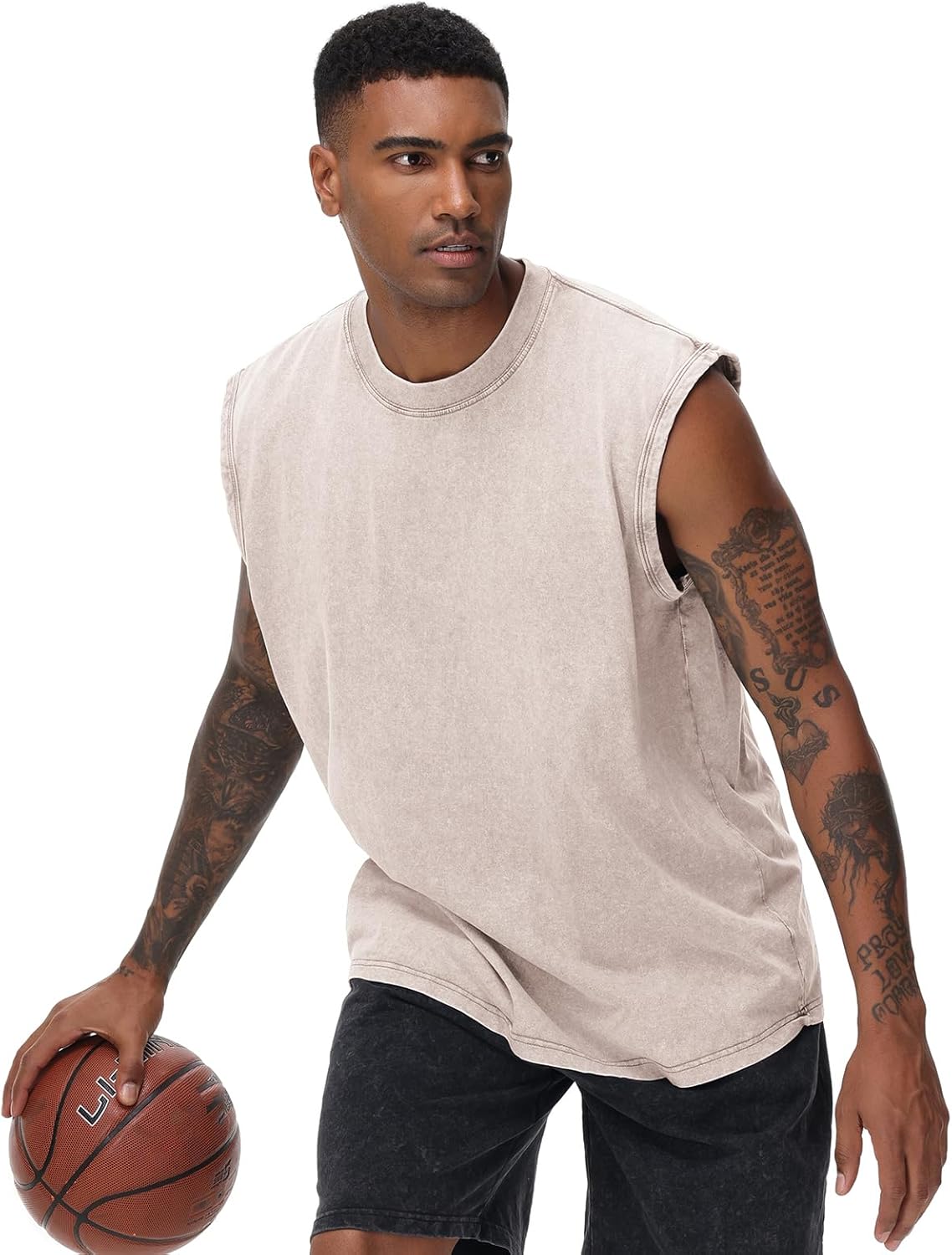 Mens Cotton Sleeveless Tank Tops Cut Off Muscle Gym T Shirts Running Beach Loose Fit Tees - Image 2