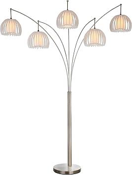 Artiva USA LED612218FSN 5-Arch Brushed Steel LED Floor Lamp with Dimmer, 89", Brushed Nickel