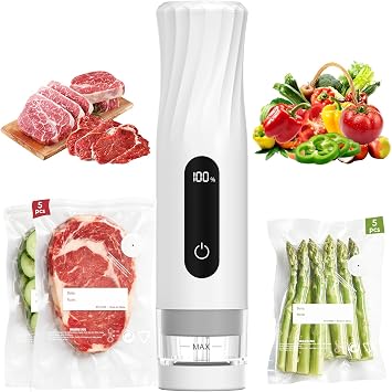 Compact Handheld Food Saver Vacuum Sealer Machine with10 Reusable Bags