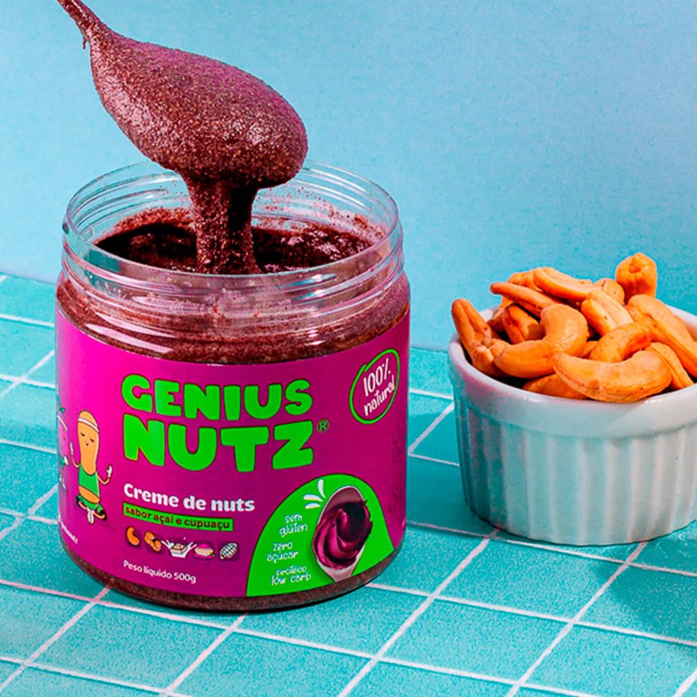 Genius Nutz, Creme de Nuts Sabor Açaí e Cupuaçu, Zero Açúcar, Sem