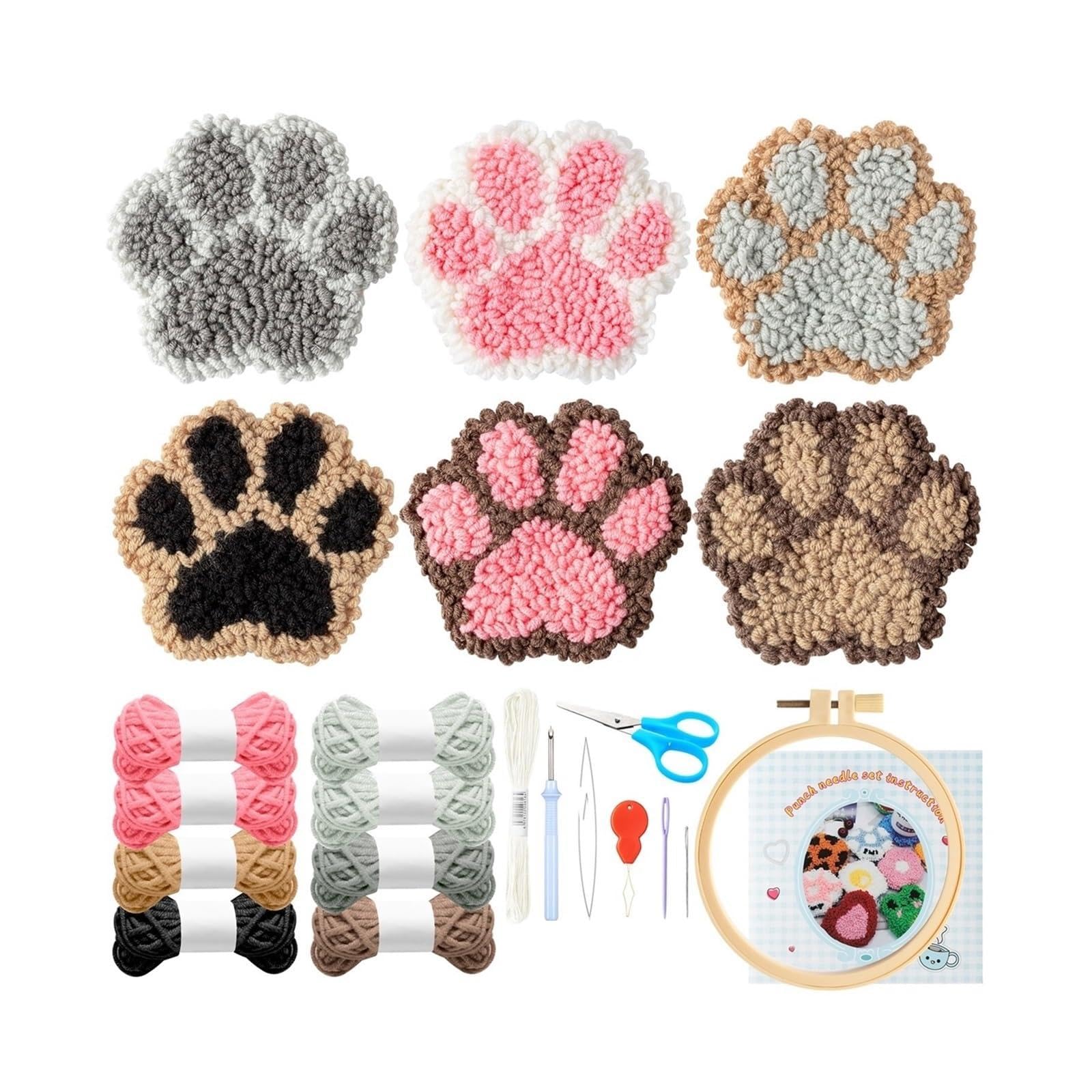 1set DIY Punch Needle Coaster Handmade Kit Embroidery Craft Felting for DIY(Color3)
