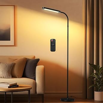 Floor Light LED Wireless Remote Control Max Version Large 228mm Base High Brightness, Energy Saving Floor Lamp PSE Certified 5-Step Dimming and Color Adjustment Stand Light for Reading