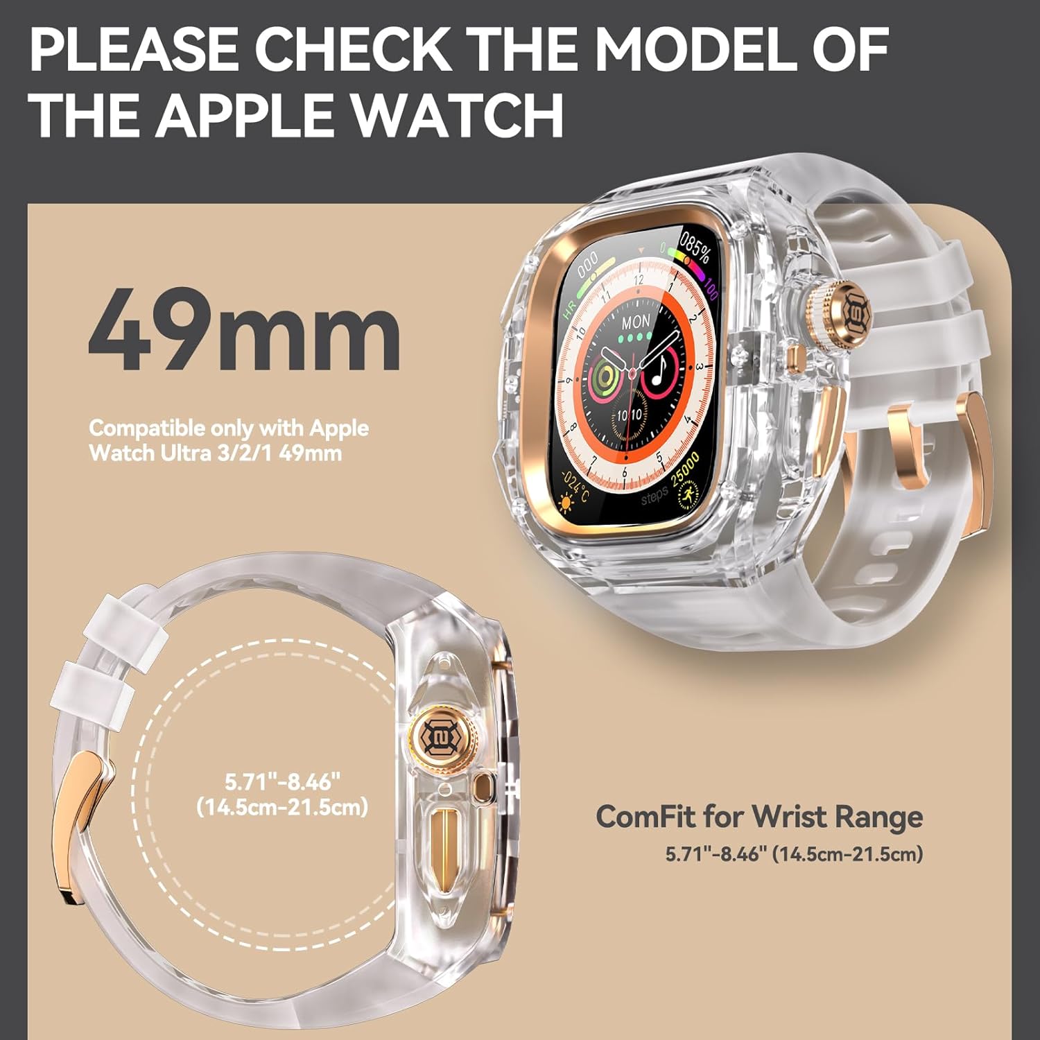 for Apple Watch Ultra 3/2/1 49mm Case, Rugged Case with Band for Apple Watch 49mm One-Click Open Design and Military Grade Shockproof Bumper Cover for Men and Women (White and Rose Gold)