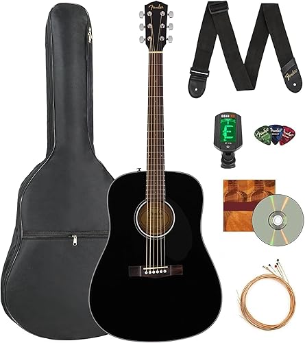 Miniatura 15 de Fender Dreadnought - Guitarra acústica - Paquete negro con estuche, afinador, correa, cuerdas, devanador de cuerdas, púas y DVD instructivo