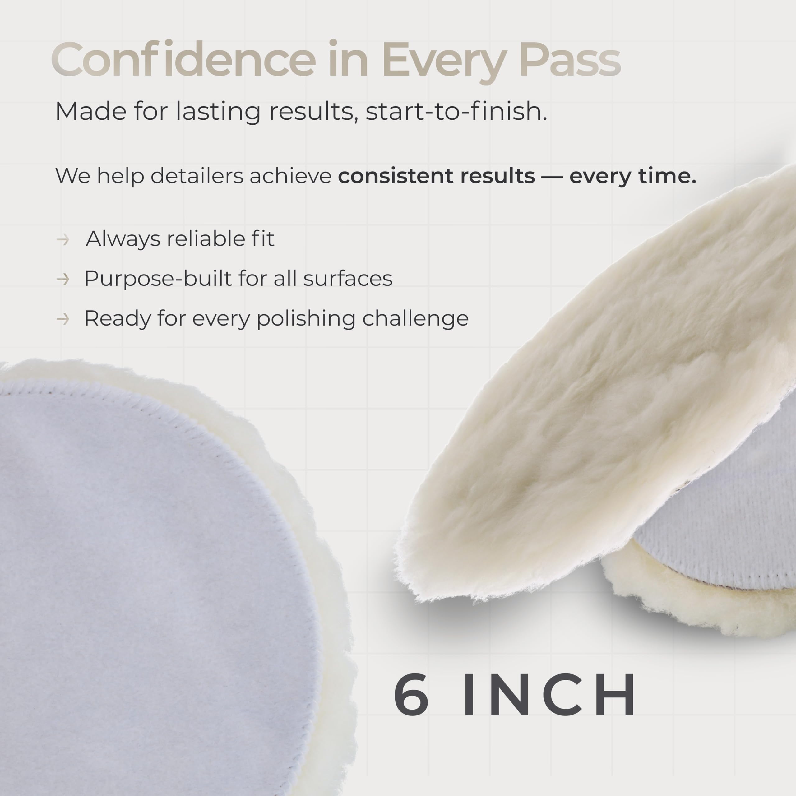 TCP Global - Tampone per Lucidare, Cuscinetto per Lucidatura in 100% Lana Naturale, 15 cm