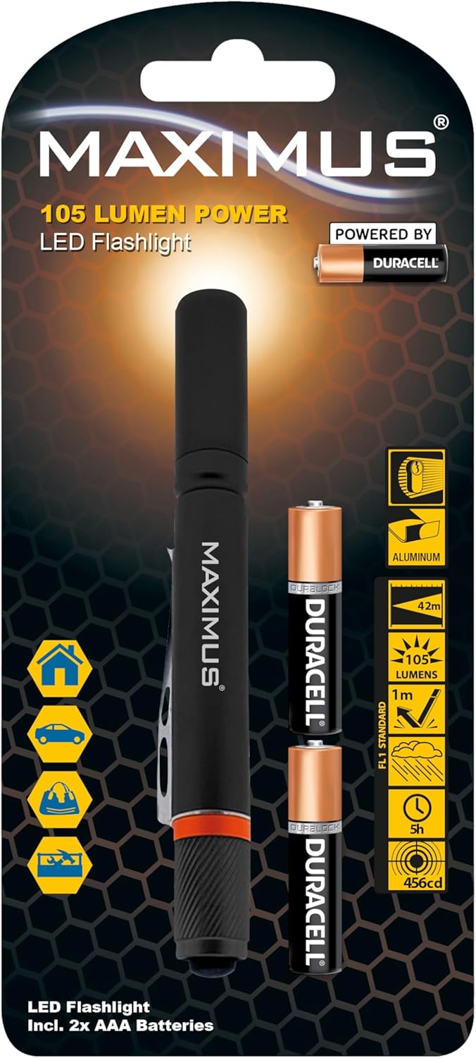 MAXIMUS LED Flashlight in retail packaging
