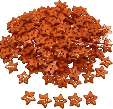 Resin Sewing Buttons 20pcs 20mm Star Shape Buttons with 2 Holes, Decorative Craft Buttons for Knitting Scrapbooking Cardmaking Orange