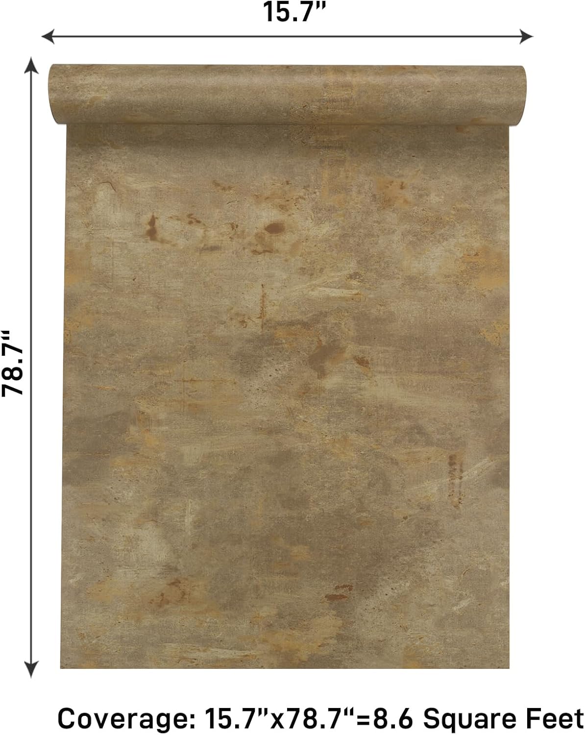VaryPaper 15.7" x 78.7" Distressed Tan Brown Concrete Wallpaper Peel and Stick Lime Wash Concrete Contact Paper for Countertops Waterproof Removable Self Adhesive Cement Vinyl Wallpaper for Bedroom