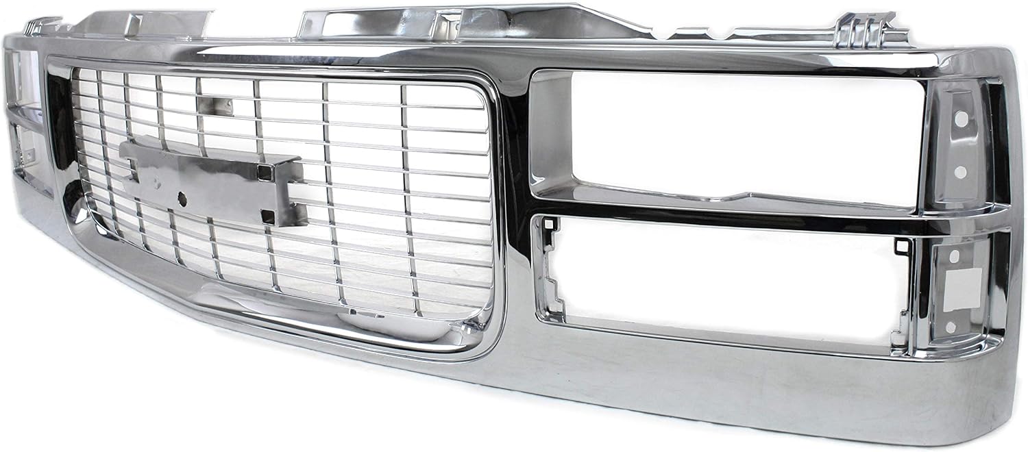 Garage-Pro Front Grille Assembly For 1994-1998 GMC C1500, 1994-1998 K1500 Truck, Chrome Shell Insert Plastic Grille, For Models with Composite Headlights