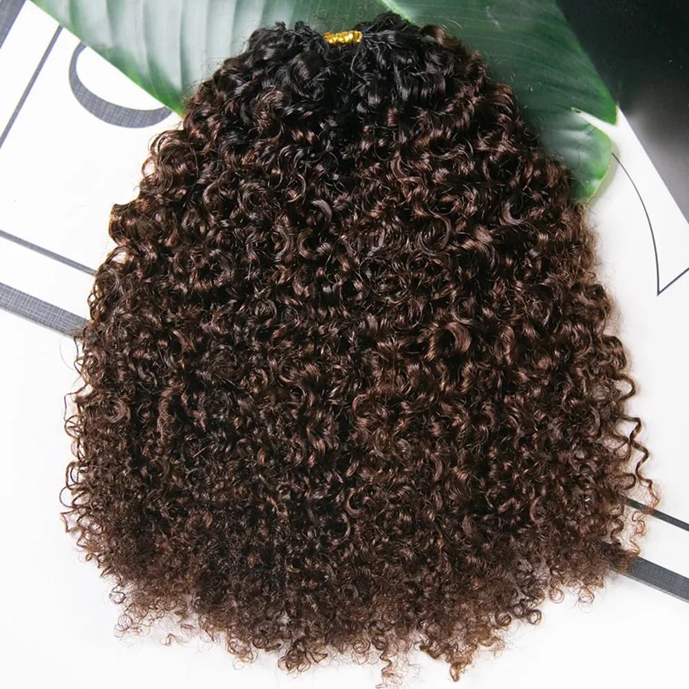 Ombre Crochet Human Hair Braids Extensions Multi-Textured Feather Hair Bundles Afro Kinky Curly Knotless Hair Pre Separated For Braiding Mongolian Virgin Hair For Black Women 18inch 240g