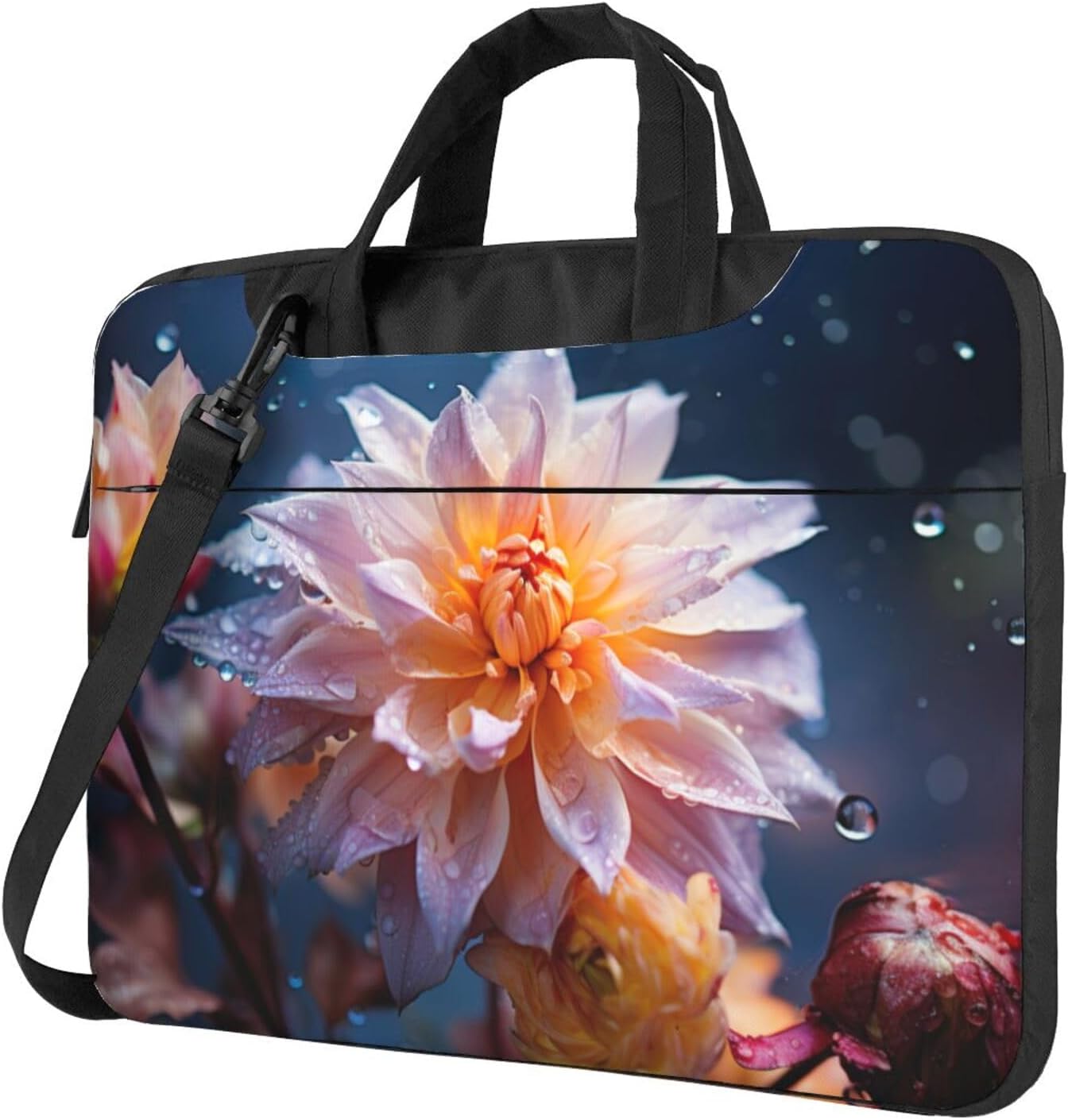 Flowers leaves Print Laptop Shoulder Bag Messenger Bag Notebook with Accessories Pocket 13/14/15.6 inch
