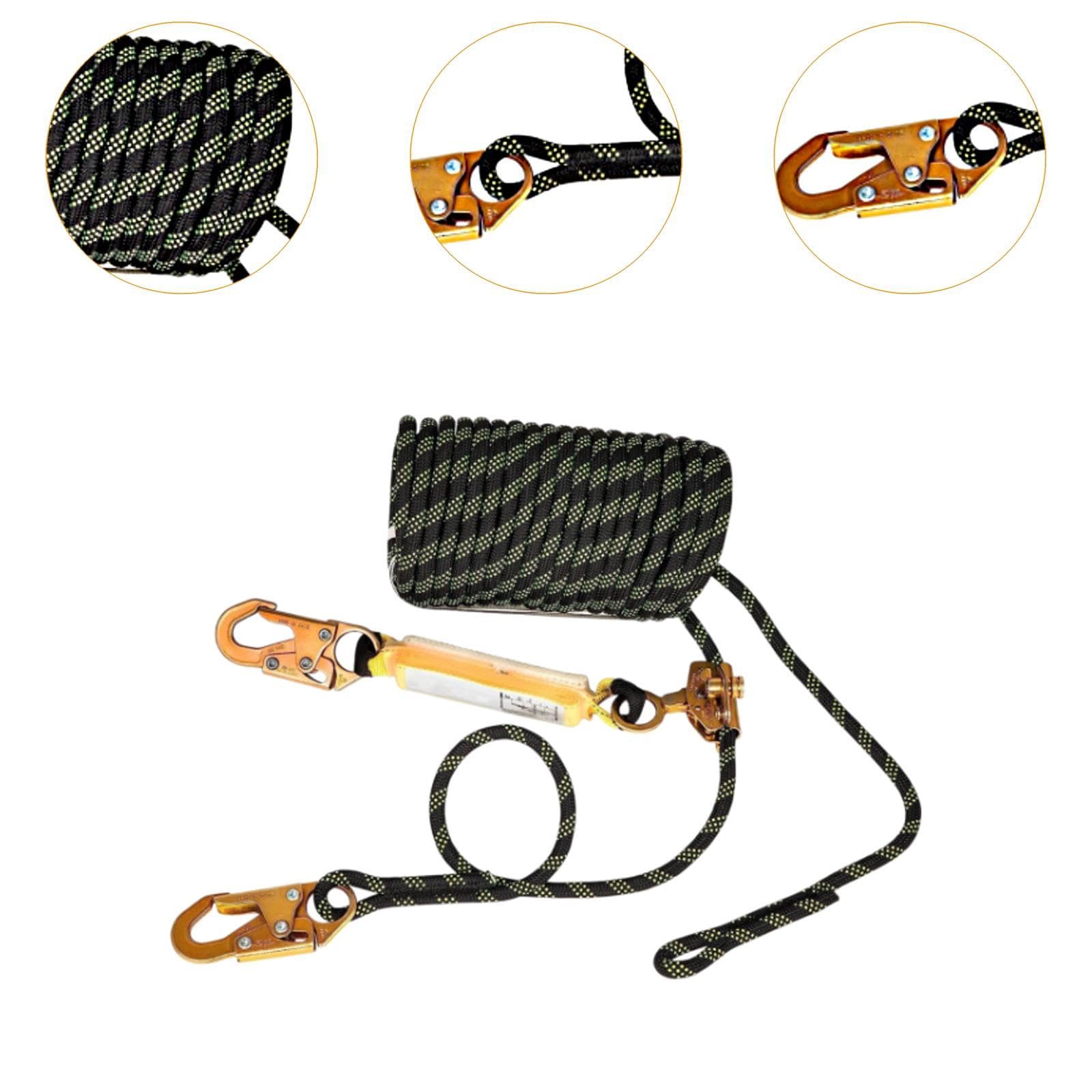 Amagogo Vertical Rope Outdoor Climbing Rope Professional, Harness Security Lanyard for Climbing Activities Tree Climber, 50ft
