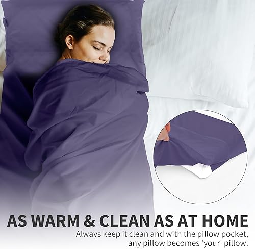Miniatura 4 de JAICOM Saco de dormir ultraligero  Sábanas de viaje para hotel, portátil, cómodo y de secado rápido, saco de dormir para adultos para camping,