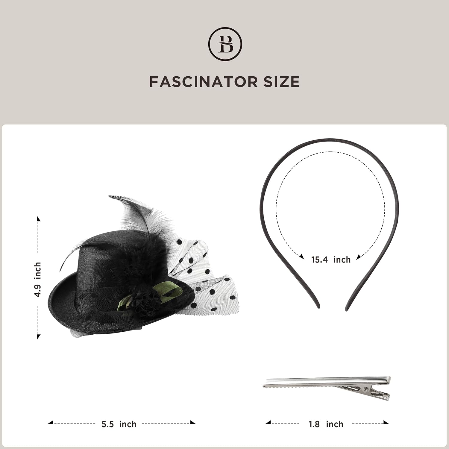 BABEYOND Mini Tea Party Hats - Fascinators for Women Derby Top Hat Tulle Feather Kentucky 1920s Fascinator for Costume Party - Image 6