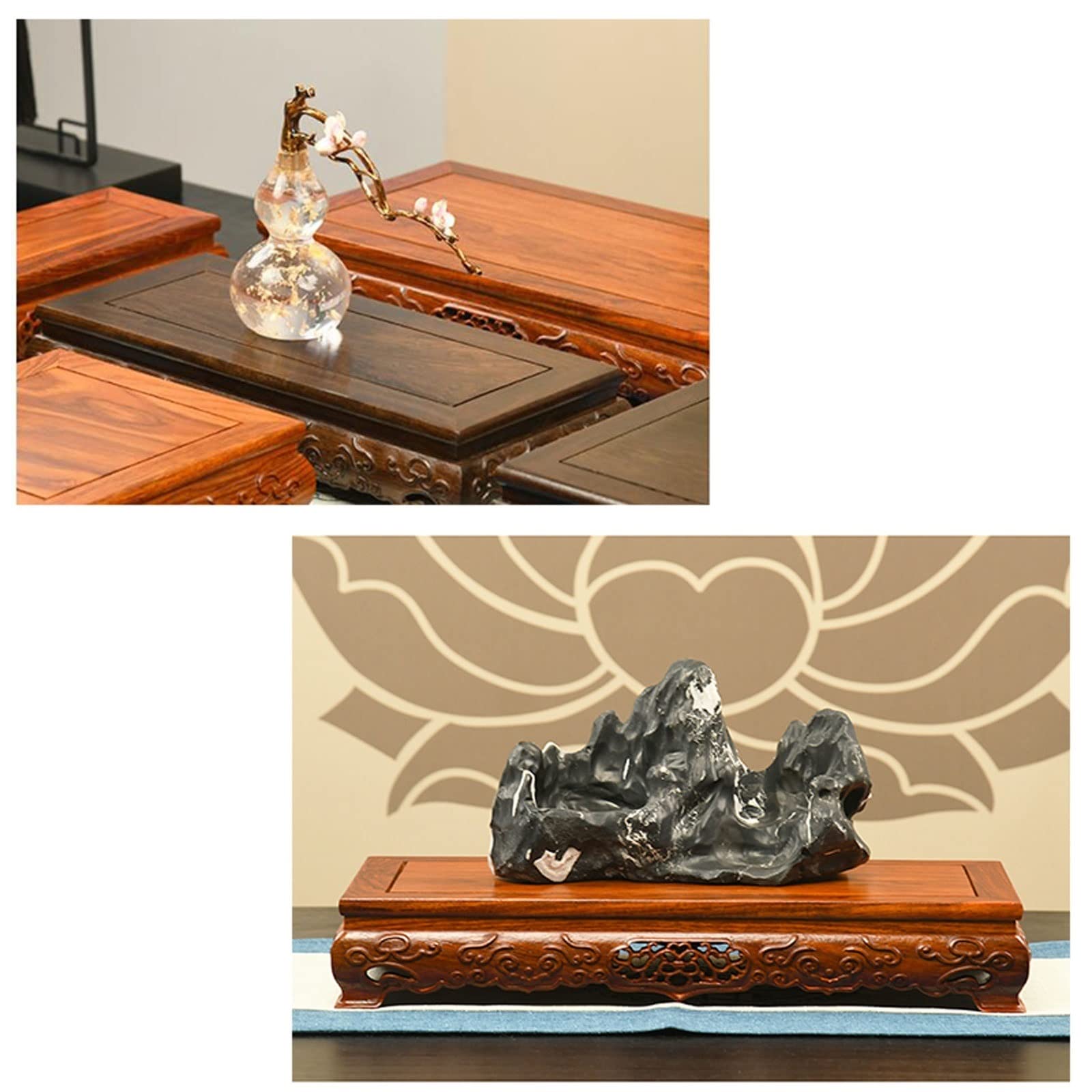 Amazon.co.jp: 木製花器台 四角形の木のティーポットベースの花瓶の