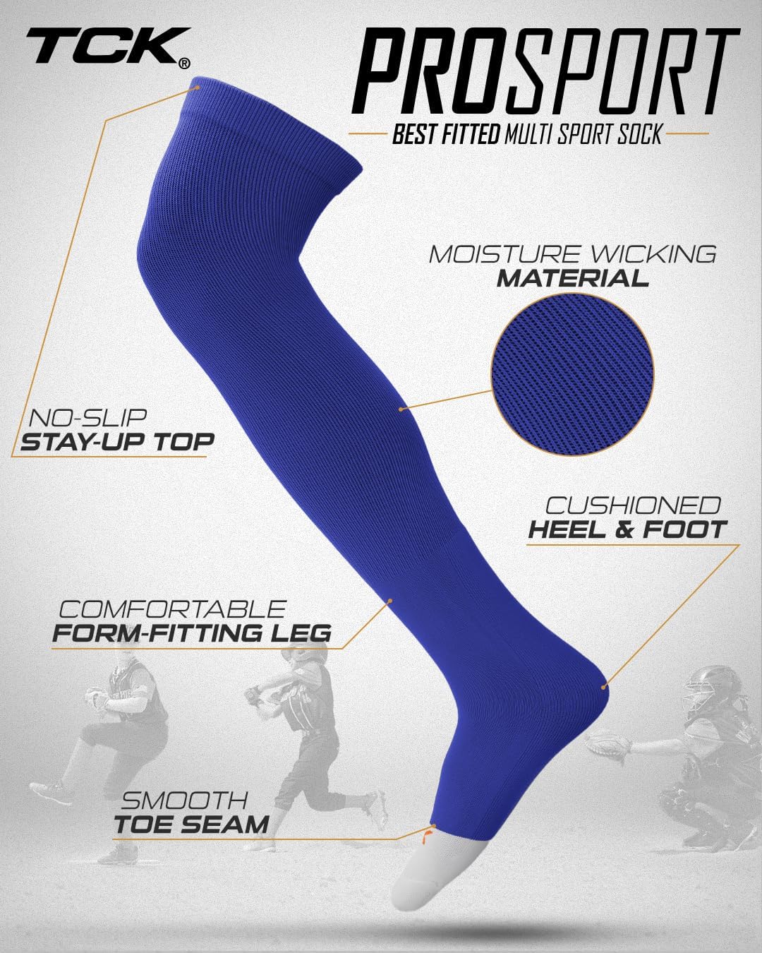 Baseball Softball Over the Knee Socks Prosport | Durable Performance | Double Welt Top | Smooth Toe | Moisture Wicking - Image 3