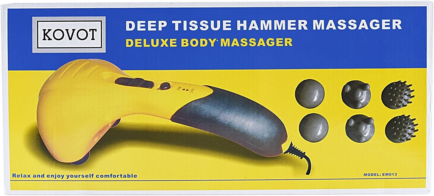KOVOT Deluxe Deep Tissue Ergonomic Hammer Massager - Yellow