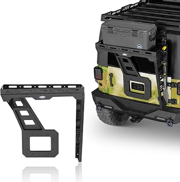 Hooke Road JK Tailgate Cargo Basket Rear Luggage Rack w/Reinforced Tailgate Hinge Kit for 2007-2018 Jeep Wrangler JK 2/4 Doors, Spare Tire Utility Storage Tray