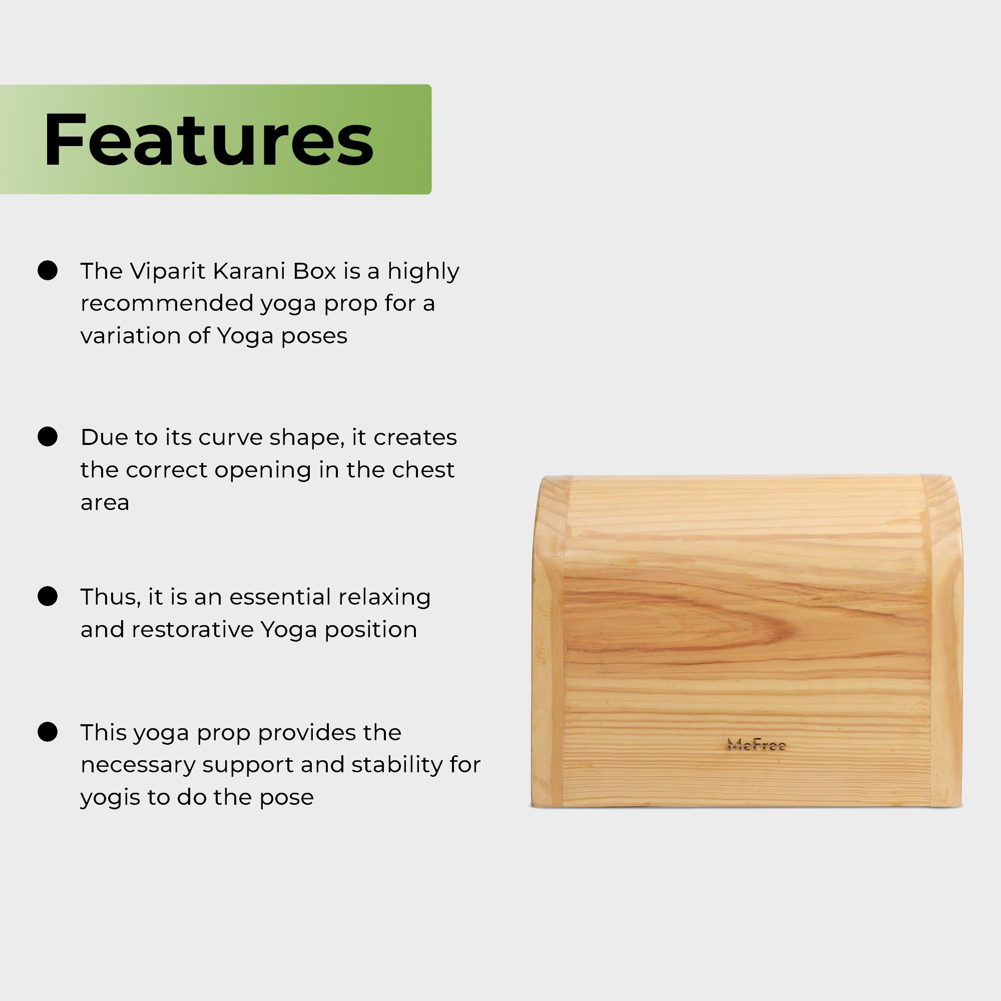 MeFree Viparita Karani Box | Comfortable and Safe | Durable | Pinewood | termite resistance | Water-Based PU Finish | Yoga Props 38 × 23 × 31 cm (Light Brown) 2