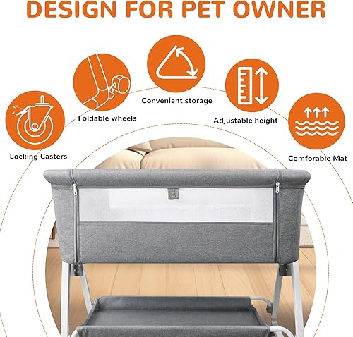 Miniatura 6 de Cama elevada para perro – Cuna para perro de altura ajustable, extensión de cama para perro para cama humana | Cosleeper para mascotas para perros