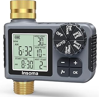 Sprinkler Timer with Brass Inlet & Outlet, Water Timer for Garden Hose with Auto/Manual/Rain Delay Mode, Easy Setup Hose Timers for Lawn, Garden, Vacation Watering,1 Outlet