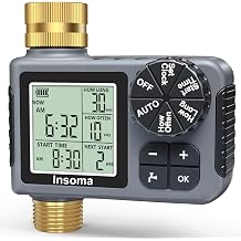 Sprinkler Timer with Brass Inlet & Outlet, Water Timer for Garden Hose with Auto/Manual/Rain Delay Mode, Easy Setup Hose Timers for Lawn, Garden, Vacation Watering,1 Outlet