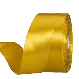 YASEO 1 1/2 Inch Gold Solid Satin Ribbon, 50 Yards Craft Fabric Ribbon for Gift Wrapping Floral Bouquets Wedding Party Decoration