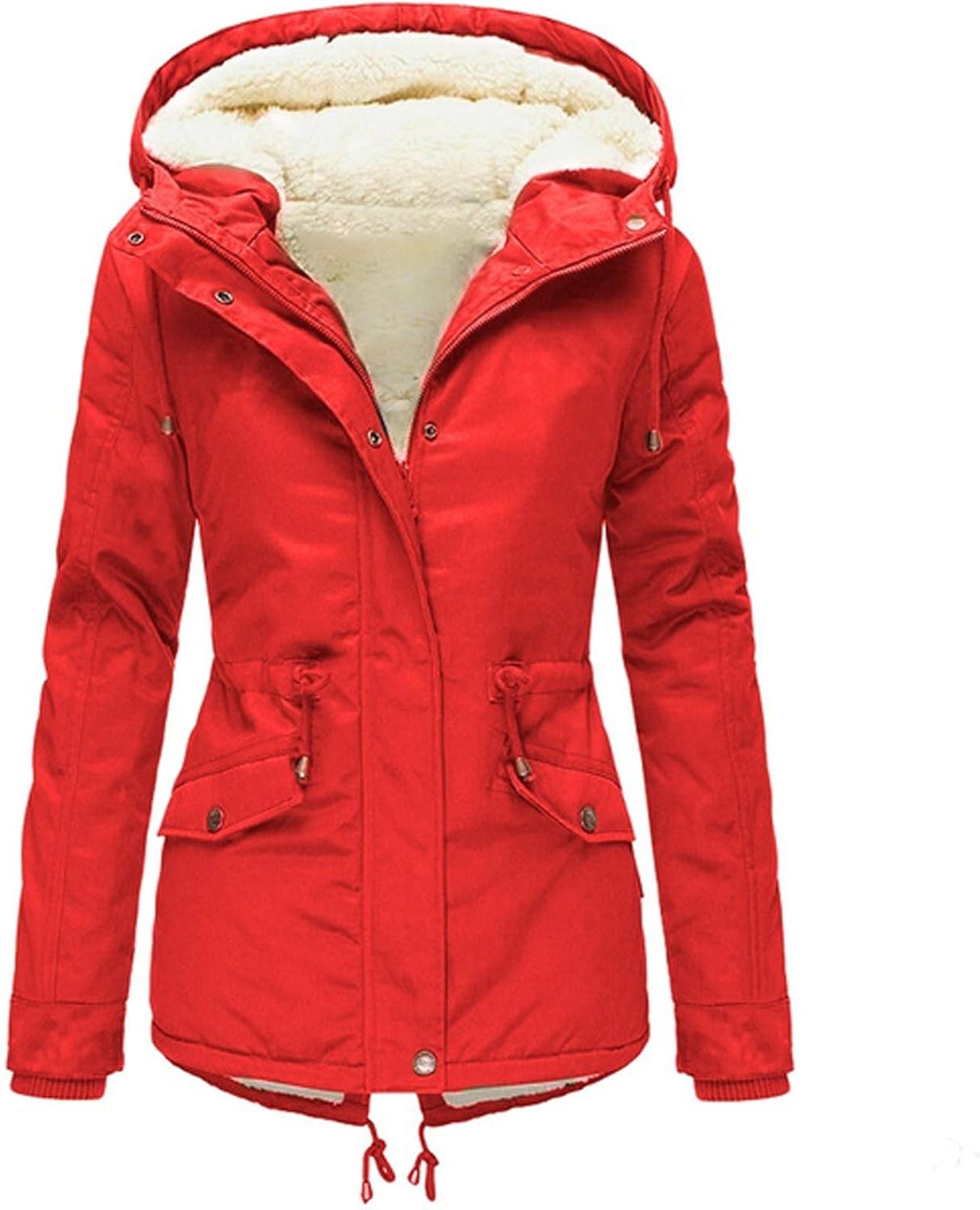 WooCo Womens Plus Size Winter Coats Hooded Warm Thicken Fleece Lined Parkas Long Trench Coats Jackets Parka Outwear at  Women’s Clothing store