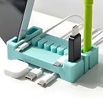 DeskBrick® Porte-cords à pliage breveté Organisateur Accessoire téléphonique en silicone, Acier, Organisateur technique, Cadeau technique pour les hommes, Organiseur de bureau à domicile, Cord & Téléphone Gadget