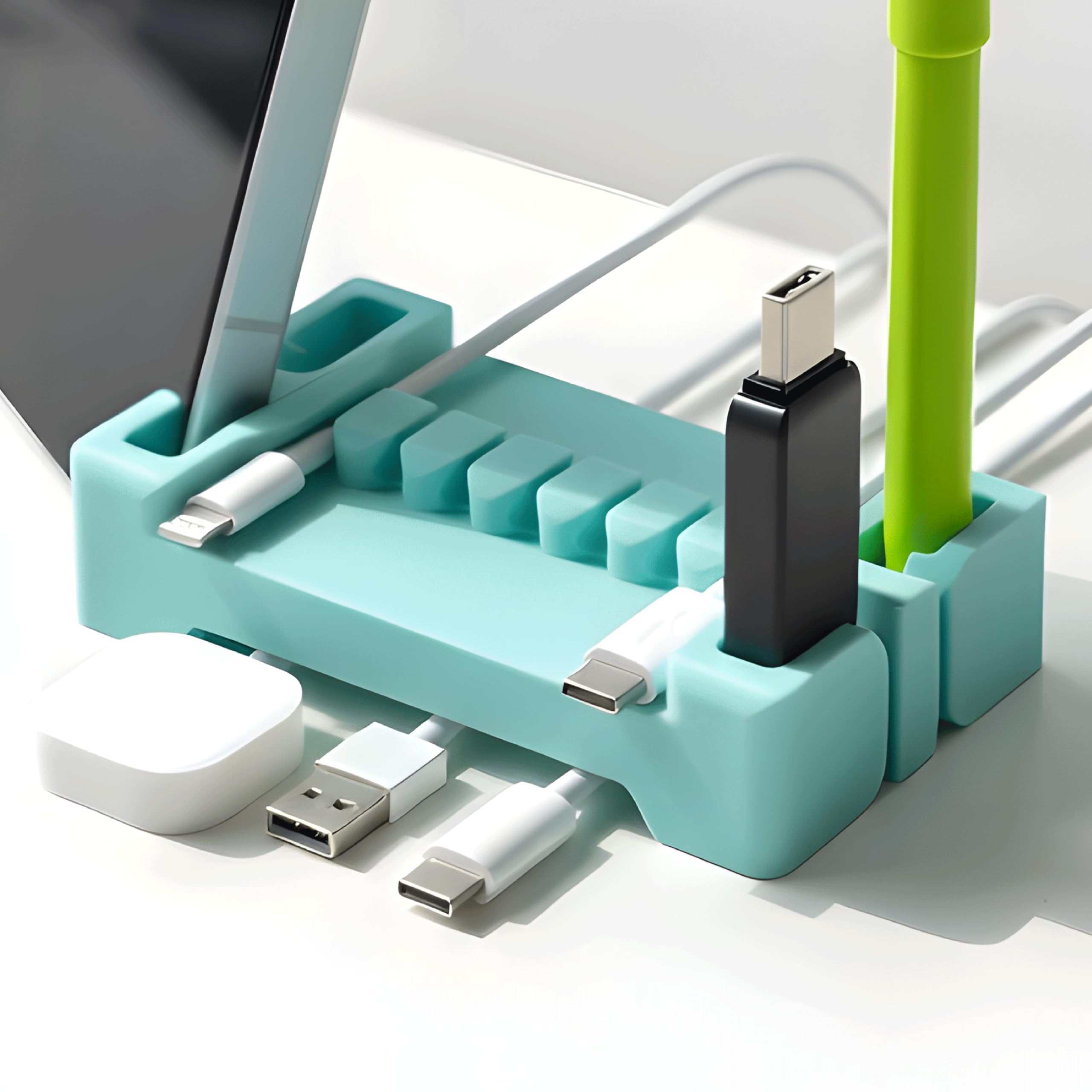 DeskBrick by CordBrick - Organizer per cavi ponderato per scrivania, supporto per telefono, organizer da scrivania per ufficio, gestione dei cavi per la casa, regalo multifunzionale per uomini e