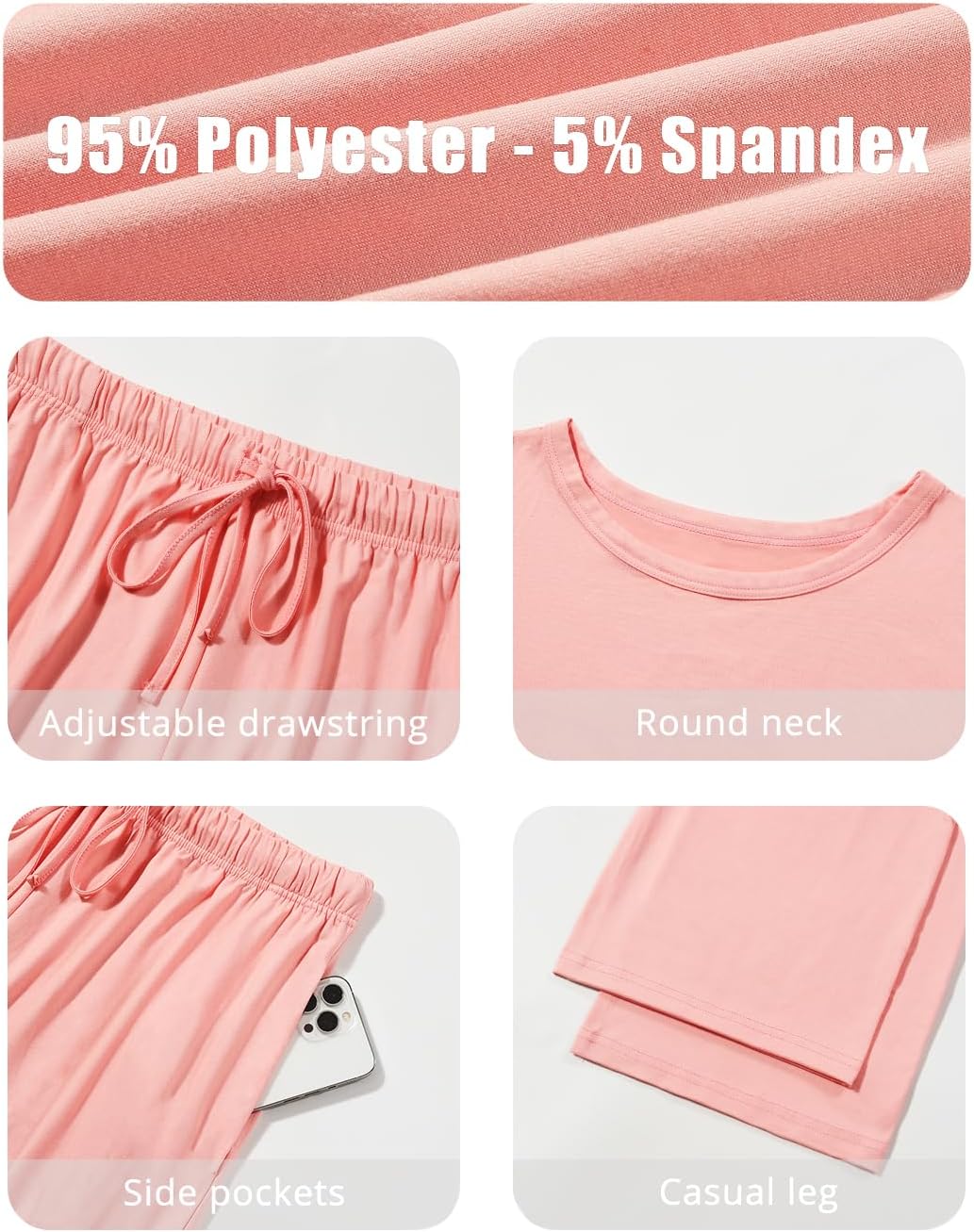 Cosy Pyro 2 Pack Women's Pajama Set Soft Loungewear Pjs Sets Long Sleeve Pajamas Top and Pants with Pockets - Image 6