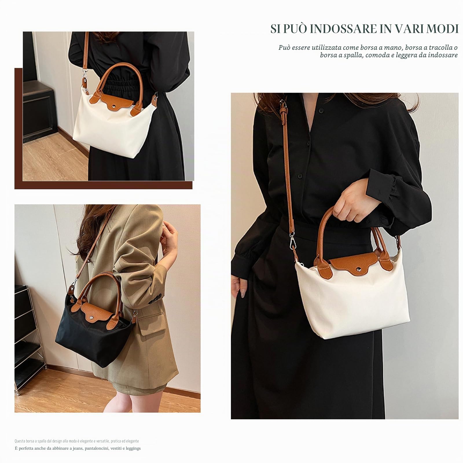 Long Keeper Borsa a Spalla Donna Tote Bag Piccola Nylon Borsa a Mano Tracolla Viaggio Moda Borsetta Morbida Tracolla Porta Cellulare per Donna Adolescente