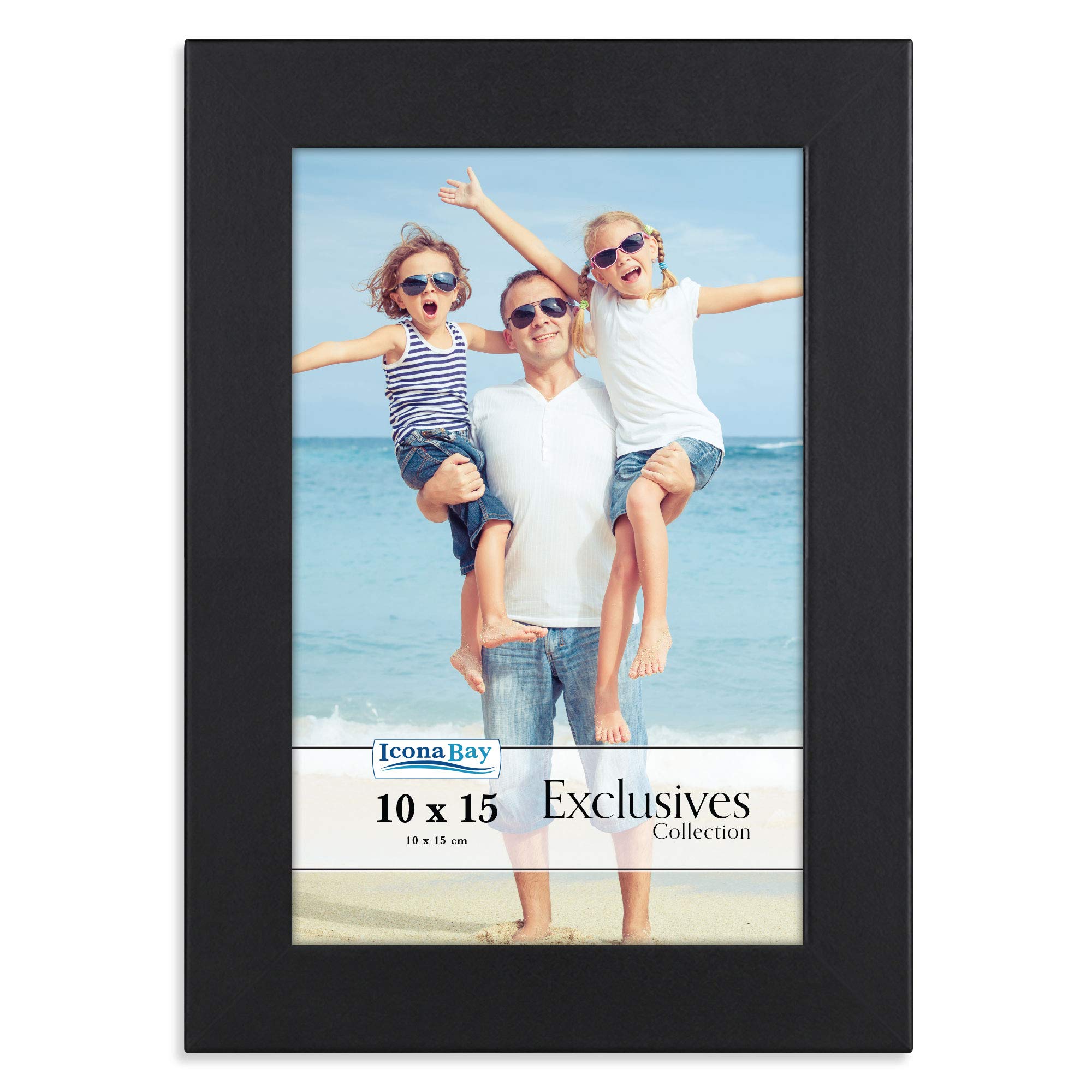 Icona Bay - 10x15 cm Black Picture Frame - Sturdy Engineered Wood Photo Frame - Sleek Design, Table Top or Wall Mount - Exclusives Collection