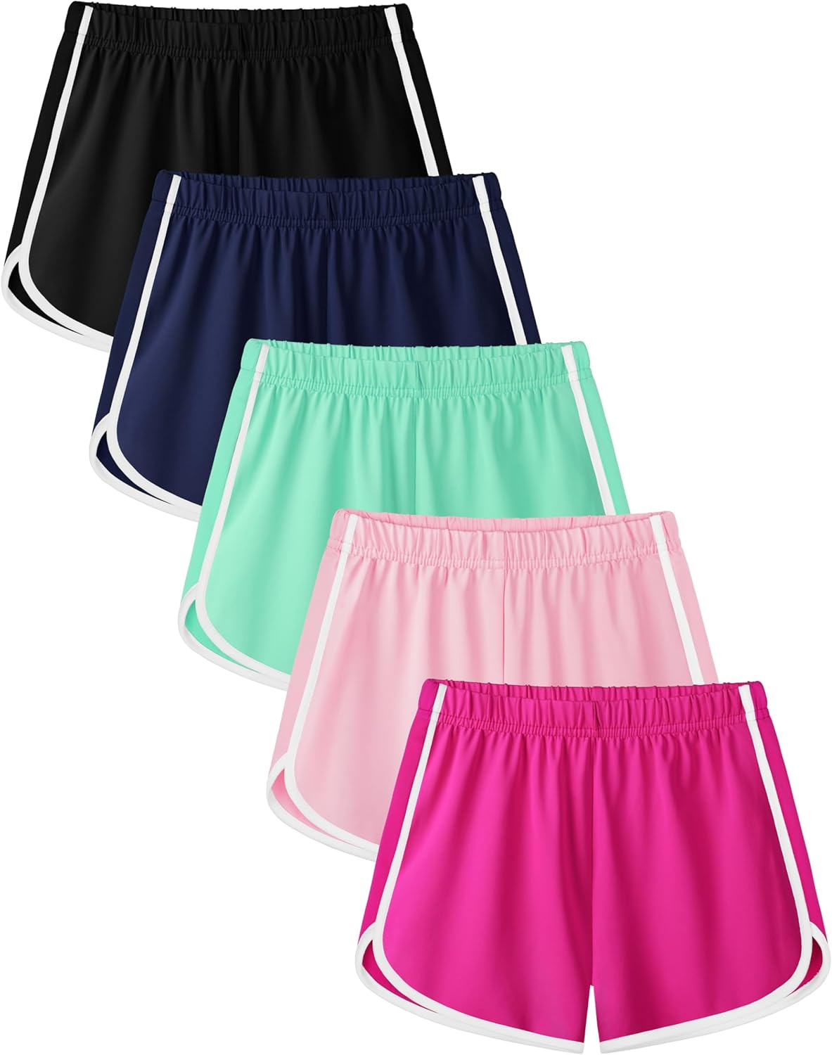 5 Packs Girls Shorts Soccer Athletic Shorts for Girls Kids Teen Quick Dry Dolphin Running Basketball Gym
