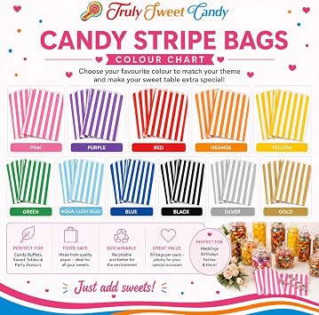 8 Empty Plastic Sweet Jars, 2 tongs and 50 bags, 11 colours to choose from - Simply add sweets to create your sweet table (Aqua)