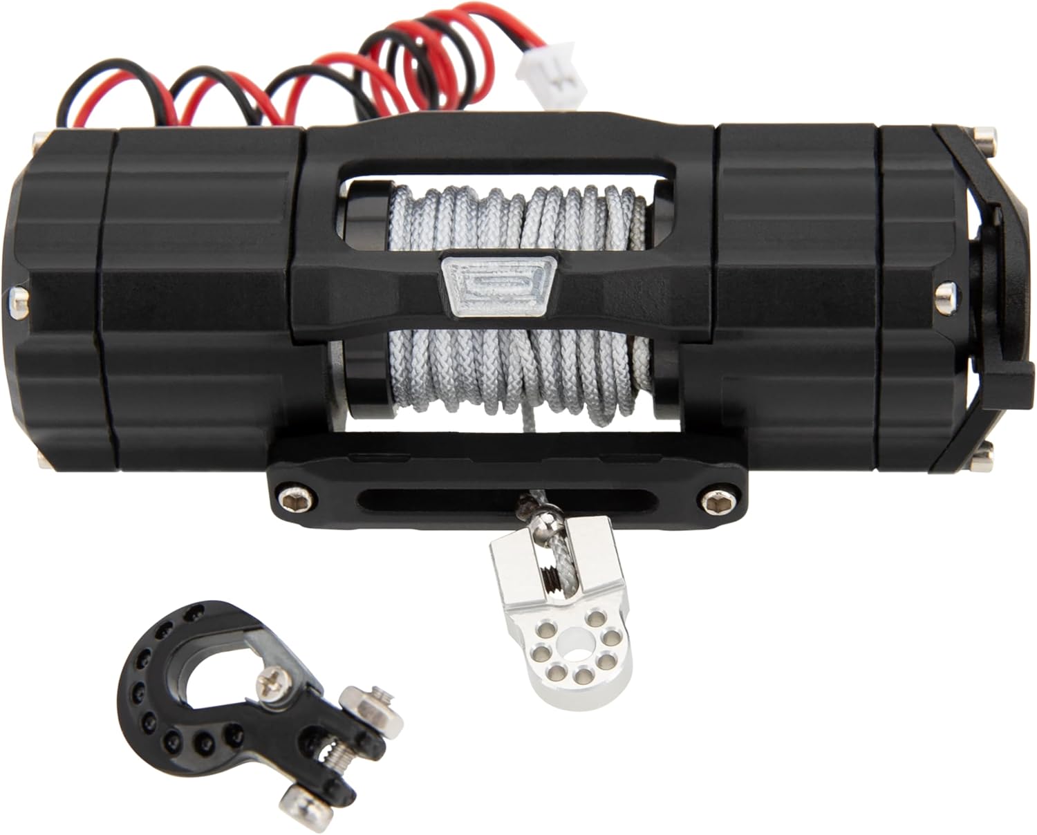 MEUS RACING RC Metal Winch with Dual Motor for Axial SCX10 Traxxas TRX4 Redcat 1/10 RC Crawler (Black)