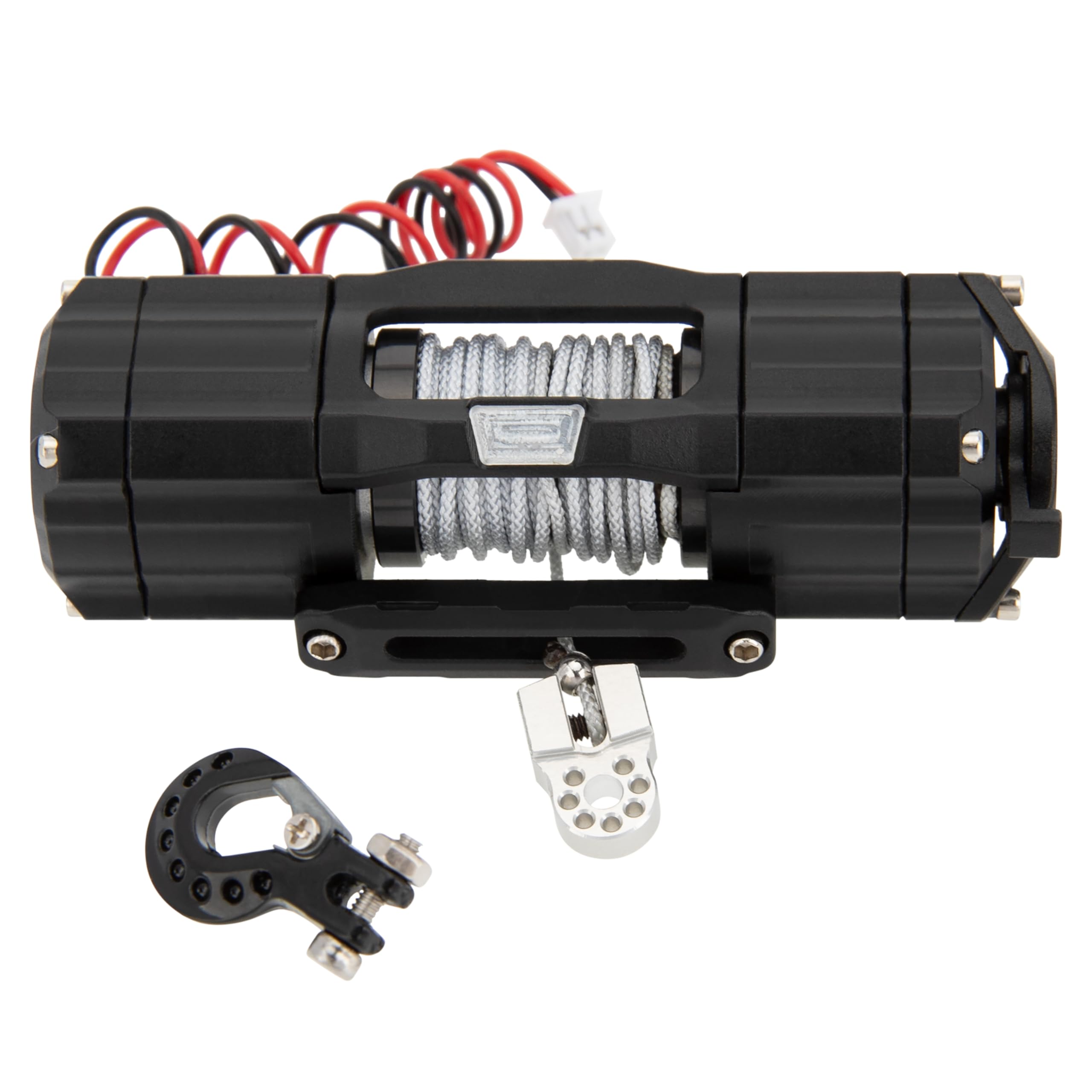 MEUS RACING Cabrestante de metal RC con doble motor para Axial SCX10 90046 Traxxas TRX4 Redcat 1/10 RC Crawler Partes, con controlador (negro)