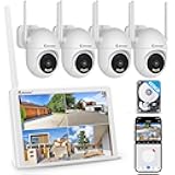 Jennov 5MP Wireless Security Camera System with Monitor – 10CH NVR Kit with 4 Outlet-Powered Cameras, 500GB HDD, Night Vision, Motion Detection, IP66, No Subscription, Home Surveillance Indoor/Outdoor