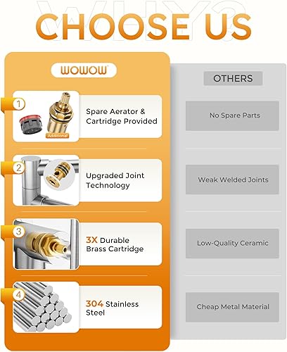 Miniatura 45 de WOWOW Grifo de llenado de ollas de níquel pulido, relleno de olla de latón macizo, montaje en pared, grifo de estufa de cocina con brazos oscilantes