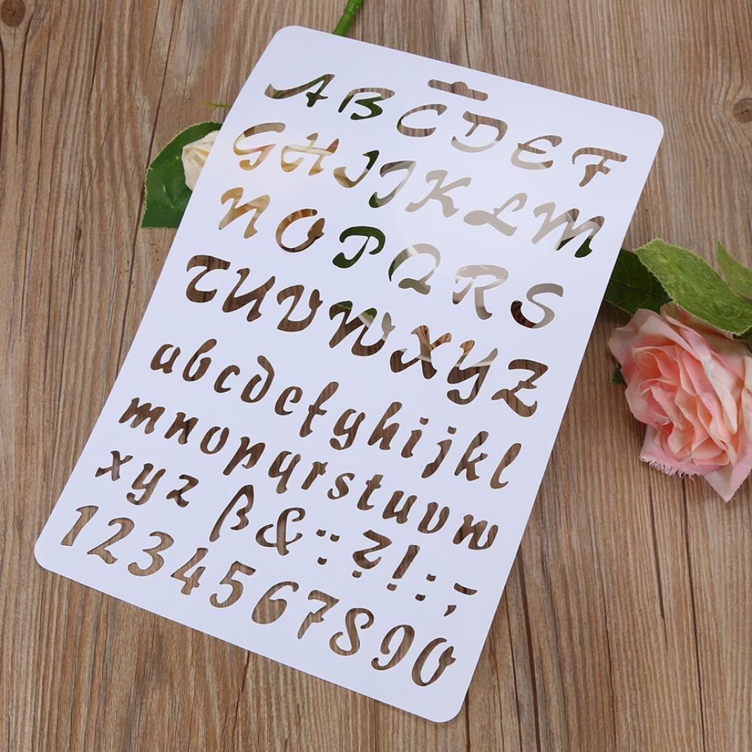 IGEMYDIY Embossing Paper Card Plastic Painting Letter Alphabet Number Masking Spray Layering Stencils (D)