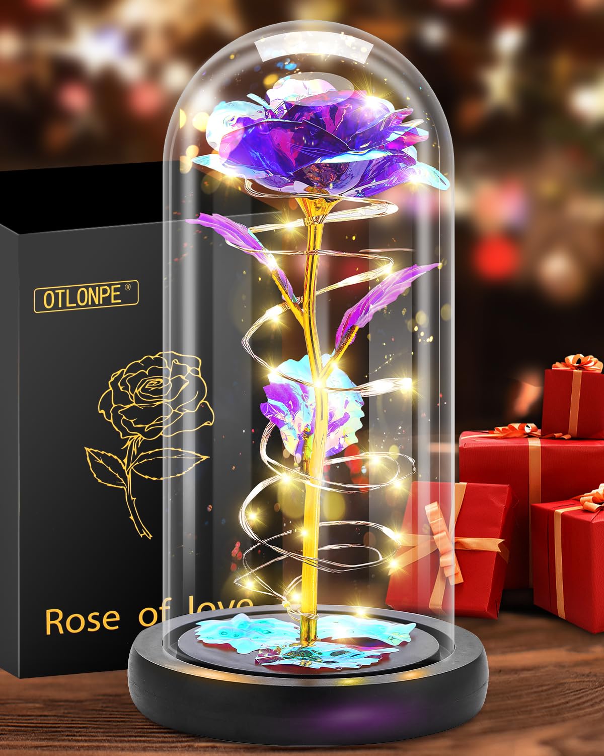 Amazon.com: Otlonpe Preserved Artificial Rose Flower Lamp, Forever