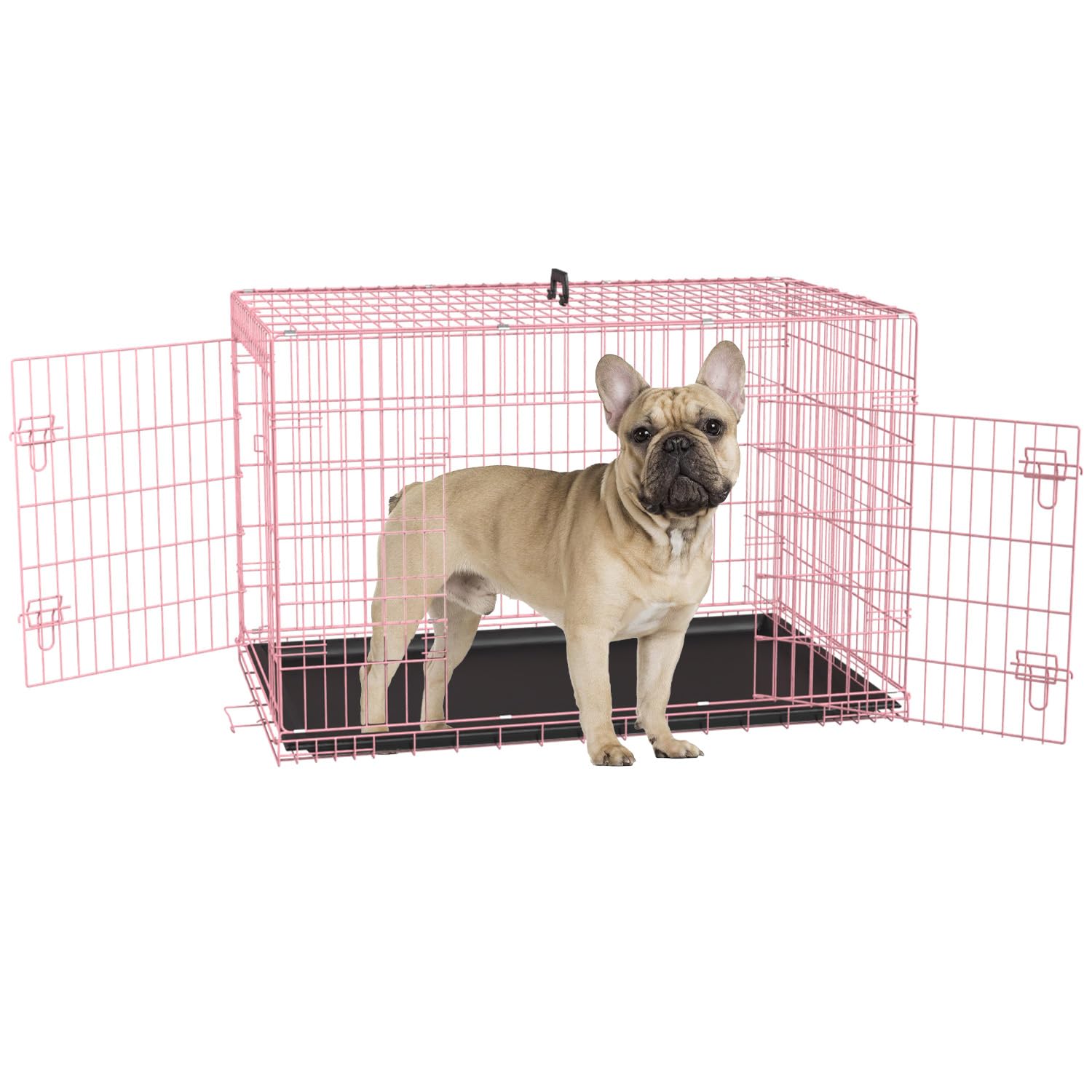 Dog Kennel Small Dog Crate, 24 Inch Double Door Dog Cage