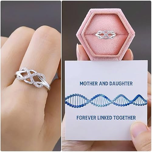 Anillo de moda con diamantes para mujer anillos con diamantes para hija anillos con cuentas giratorias regalos para mujeres y niñas 6