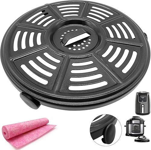 ALJ Bandeja de freidora de aire para freidora de aire Ninja 4QT con parachoques de goma, placa redonda mejorada de 8.2 pulgadas, piezas de repuesto
